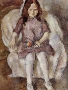 Jules Pascin The Girl holding flower oil painting on canvas